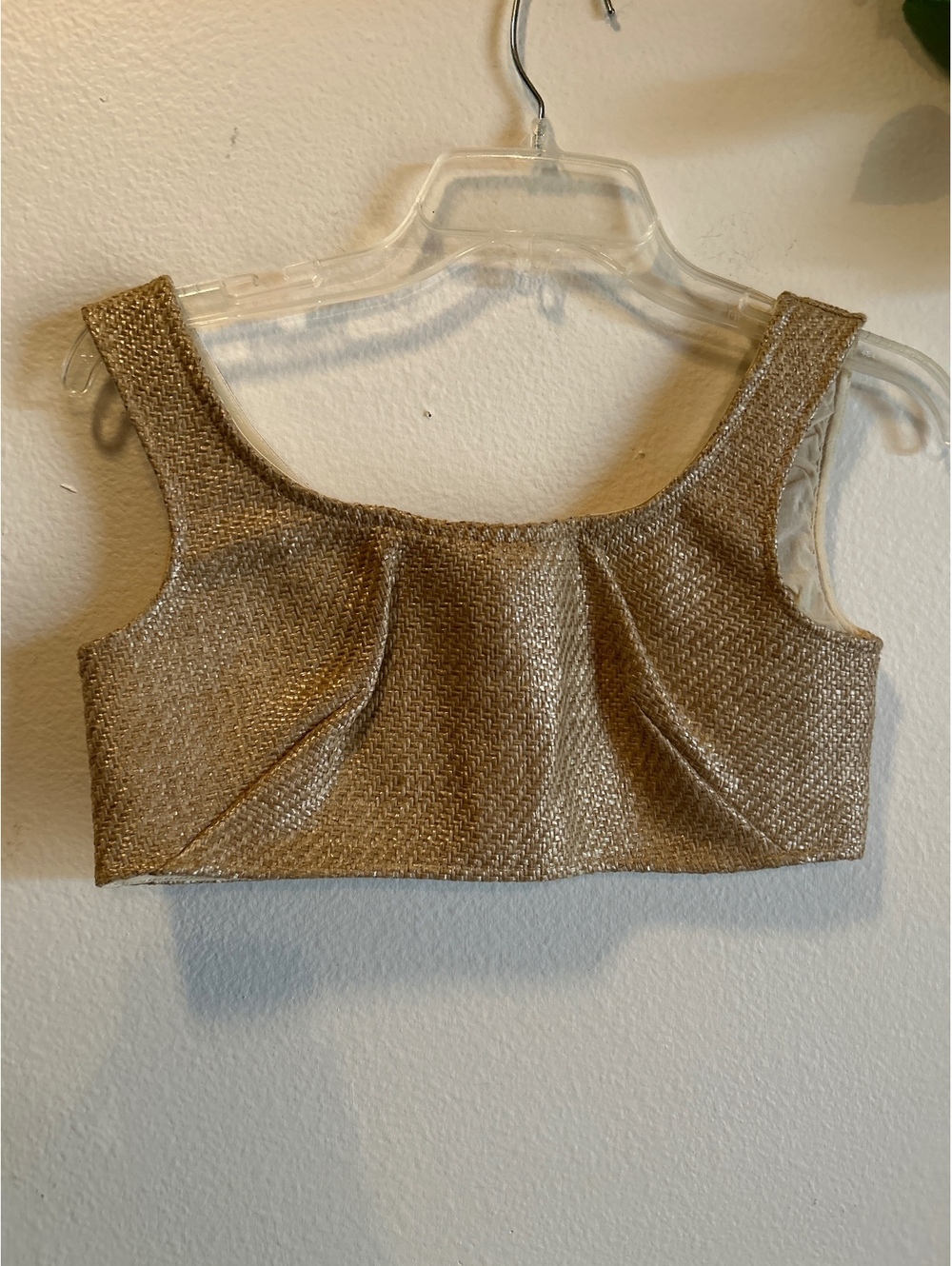 Antonio Melani Gold Textured Crop Top with Back Zipper Size 2